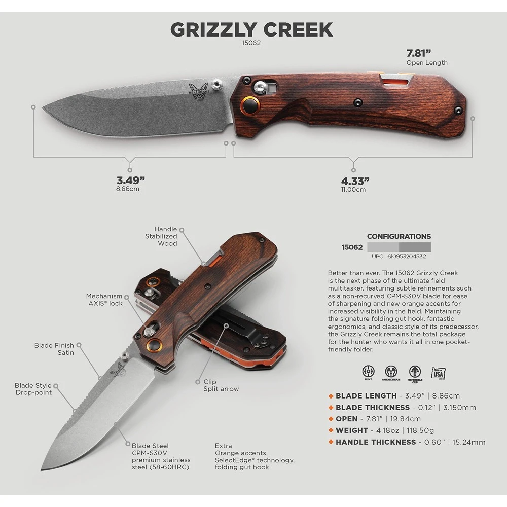 Benchmade 15062 Grizzly Creek Axis Folding Knife New 2023 - Image 3