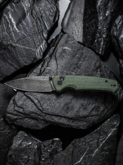 Civivi C20076-Ds1 Altus Folding Knife, Green Micarta, Damascus