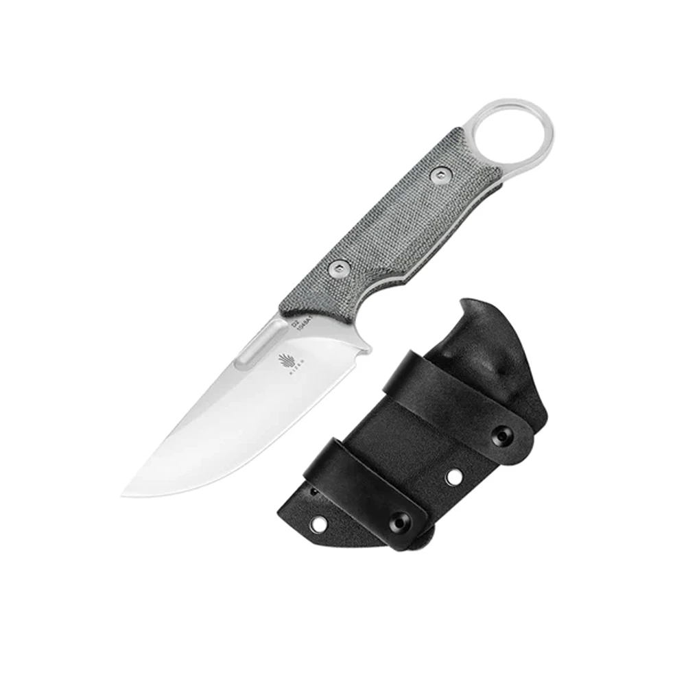 Kizer K1048A1 Cabox Fixed Blade Knife, Black Micarta