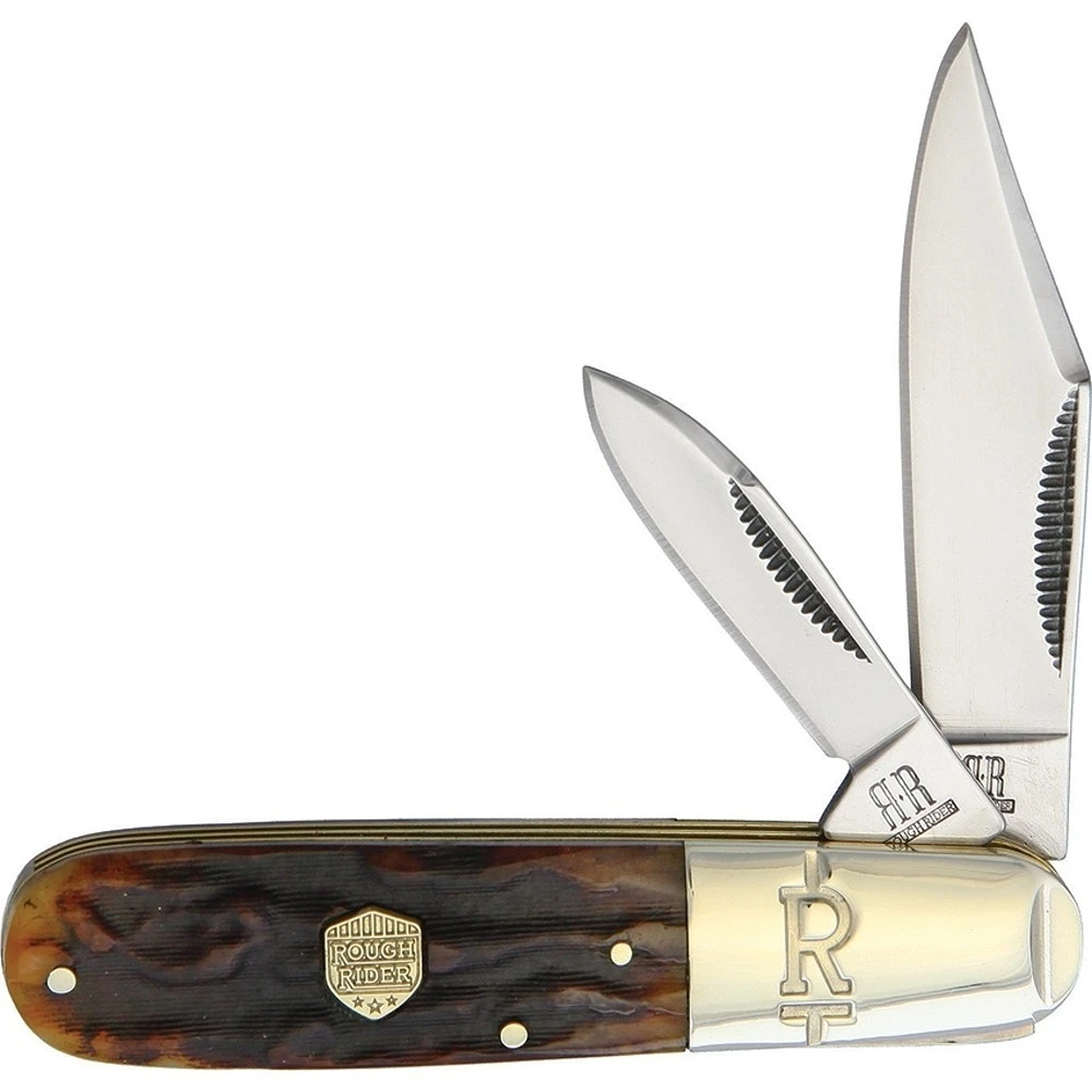 Rough Ryder Barlow Brown Stag Pattern Bone Folding Knife